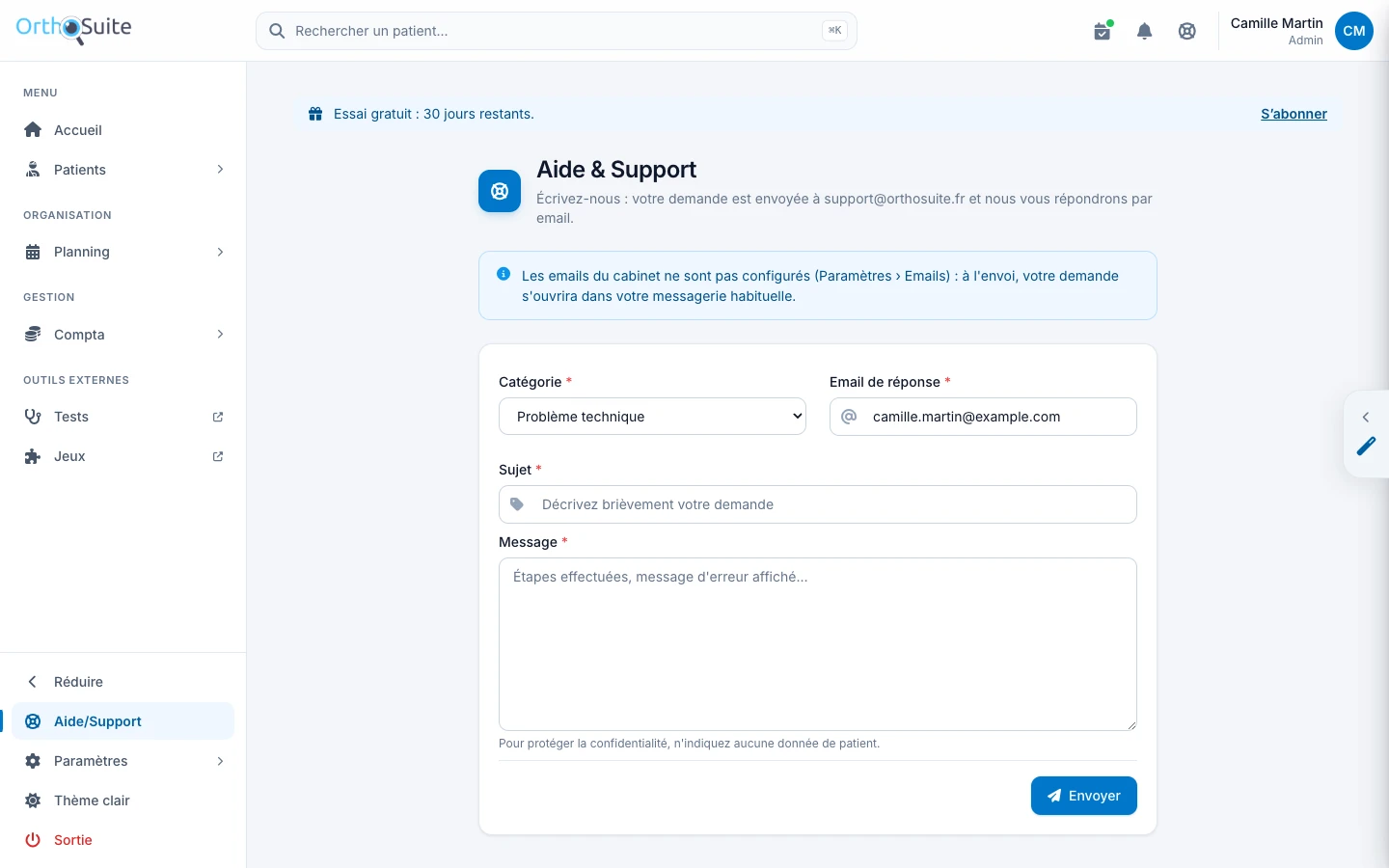 Contacter le support