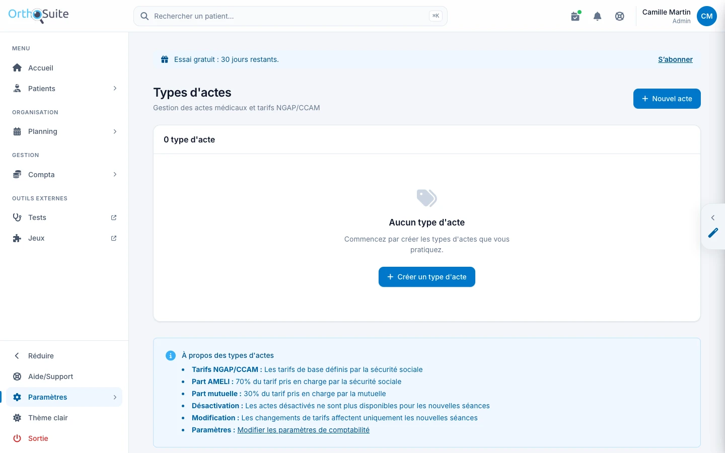 Types d’actes