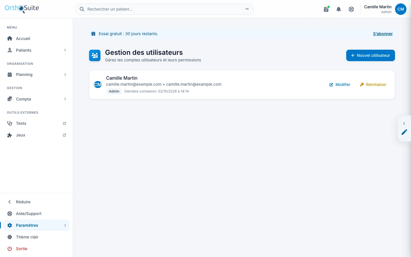 Liste des utilisateurs